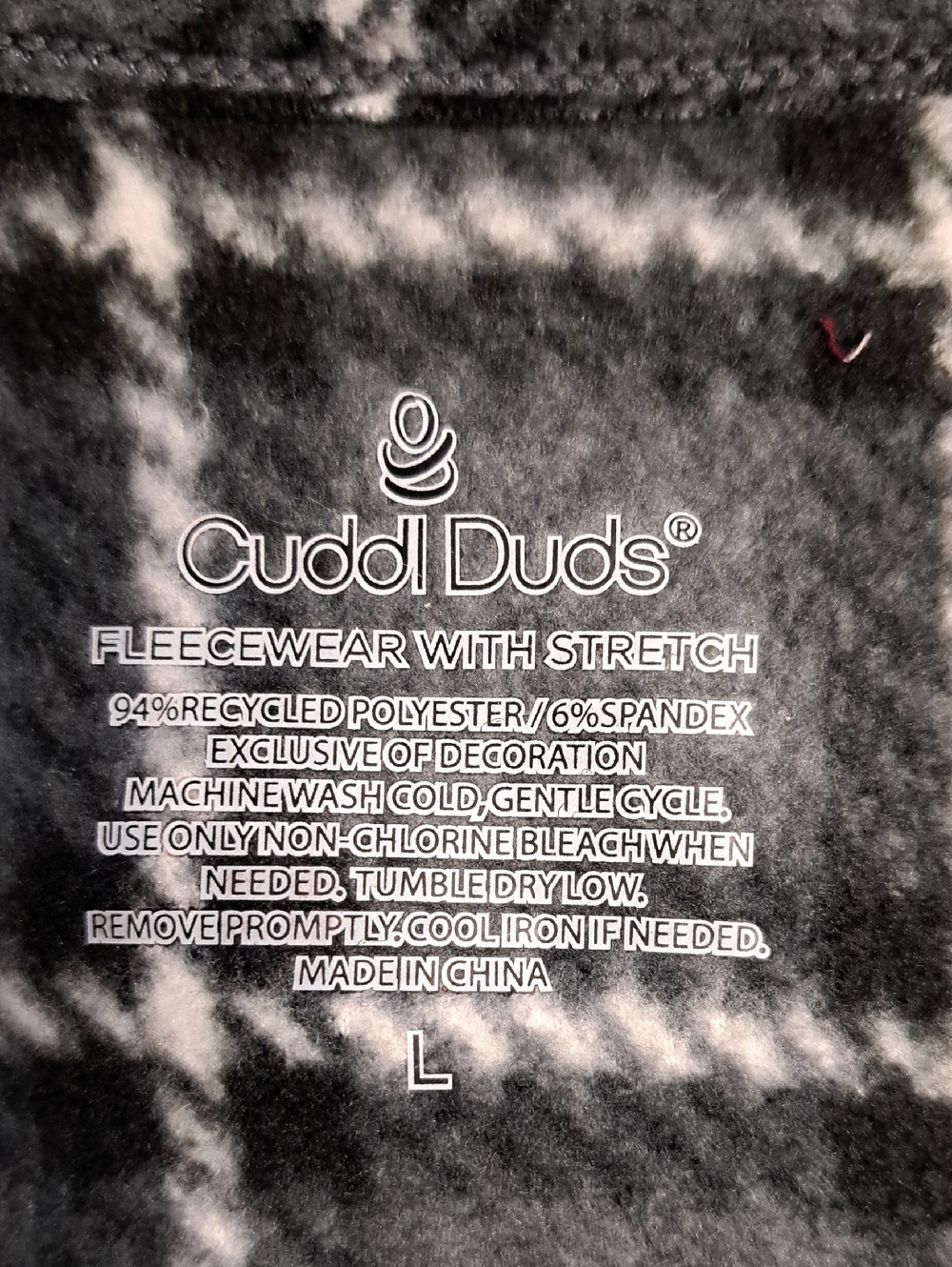 Cuddl Duds Black and White Windowpane Long-Sleeve Top - Picture 6 of 7